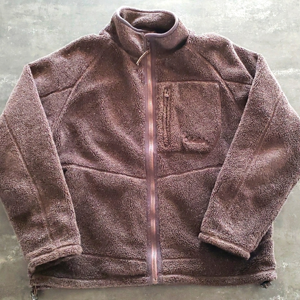 Cabela’s Full Zip Brown Plush Fleece Jacket Coat Men's Large